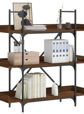 VidaXL Boekenkast 3-laags 100x33x108,5 cm bewerkt hout bruineikenkleur