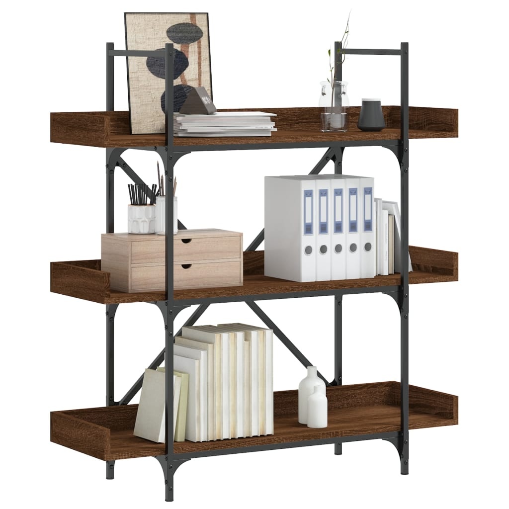 VidaXL Boekenkast 3-laags 100x33x108,5 cm bewerkt hout bruineikenkleur