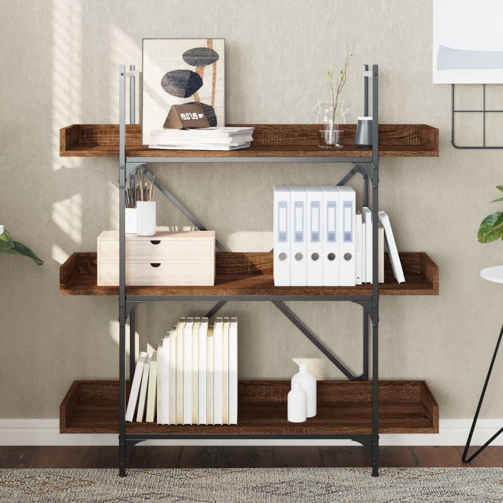 VidaXL Boekenkast 3-laags 100x33x108,5 cm bewerkt hout bruineikenkleur