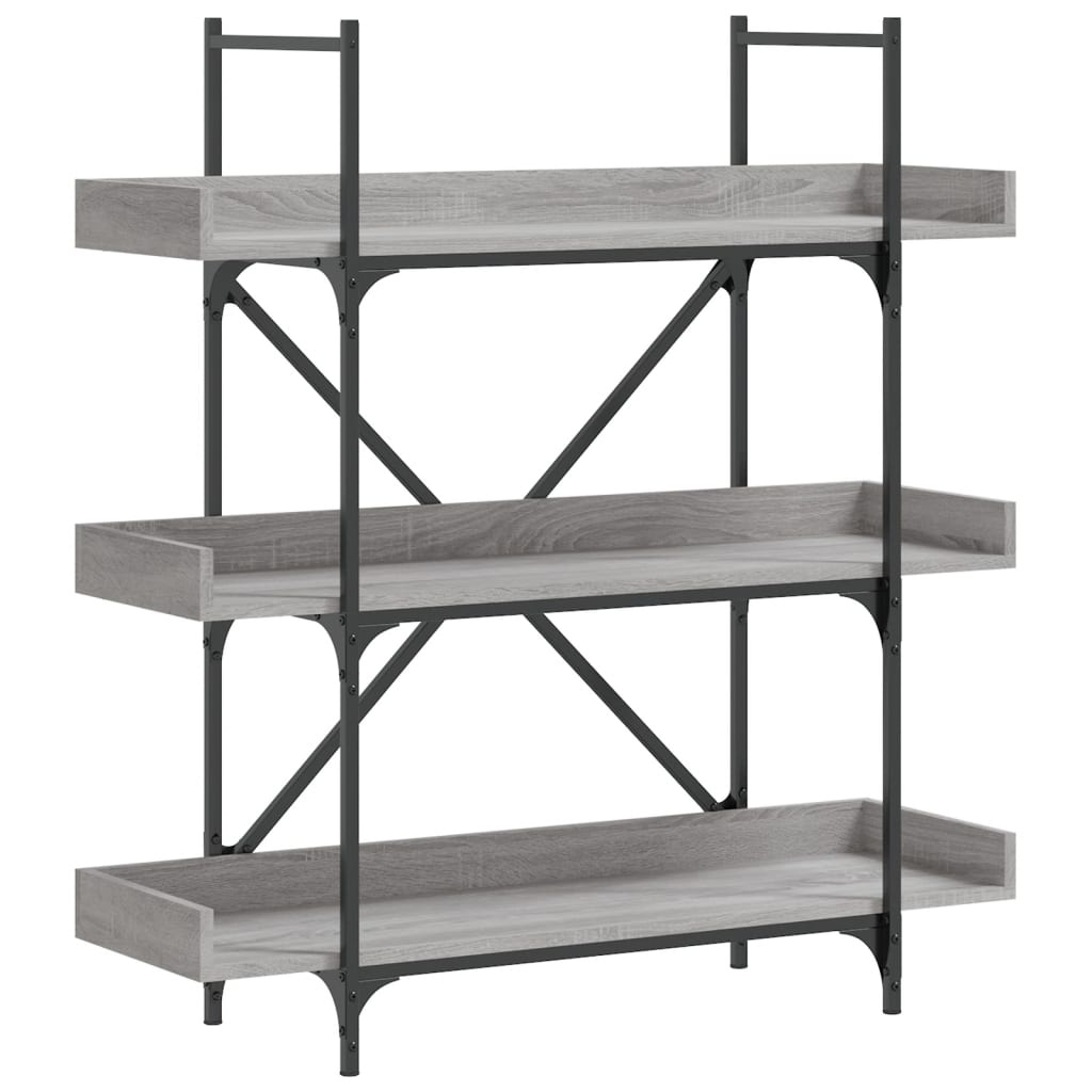 VidaXL Boekenkast 3-laags 100x33x108,5 cm bewerkt hout grijs sonoma
