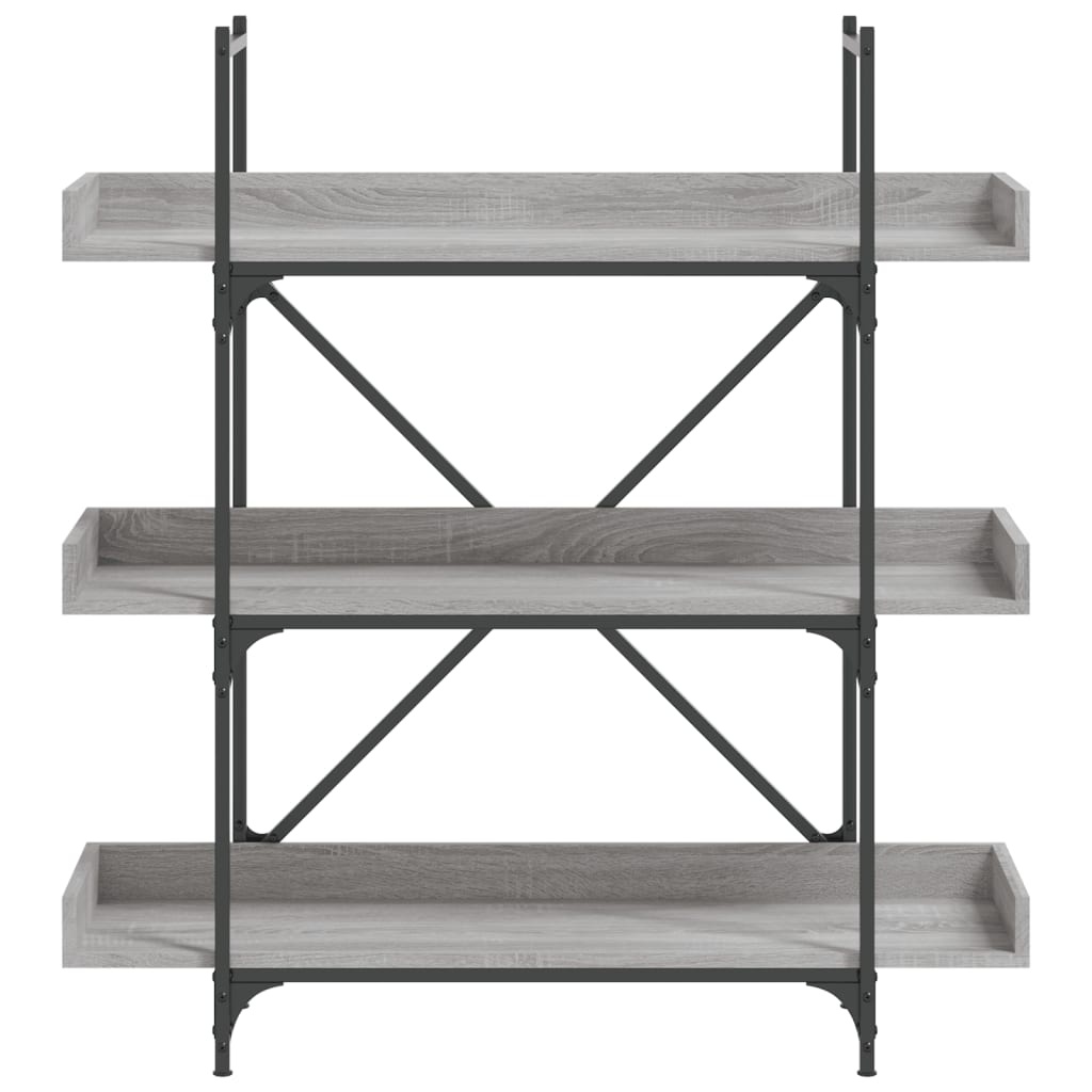 VidaXL Boekenkast 3-laags 100x33x108,5 cm bewerkt hout grijs sonoma
