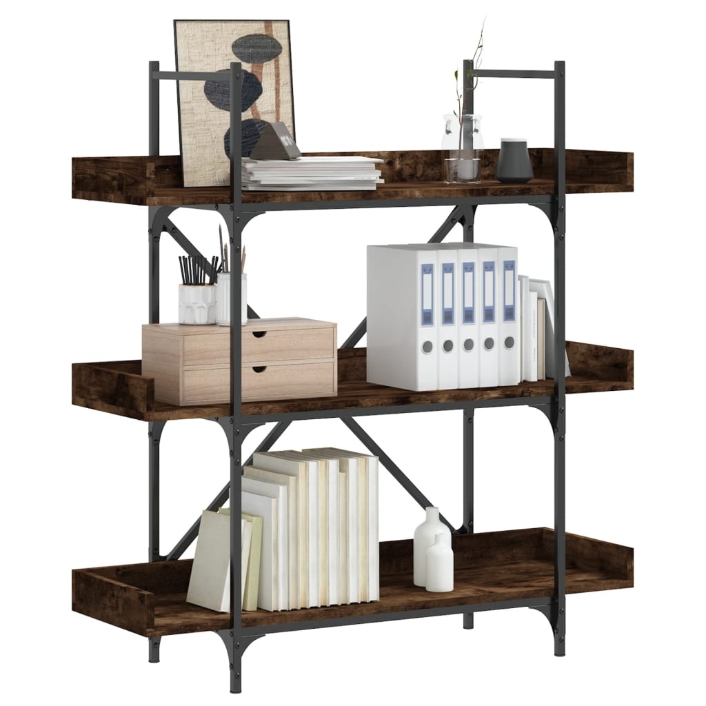 VidaXL Boekenkast 3-laags 100x33x108,5 cm bewerkt hout gerookt eiken