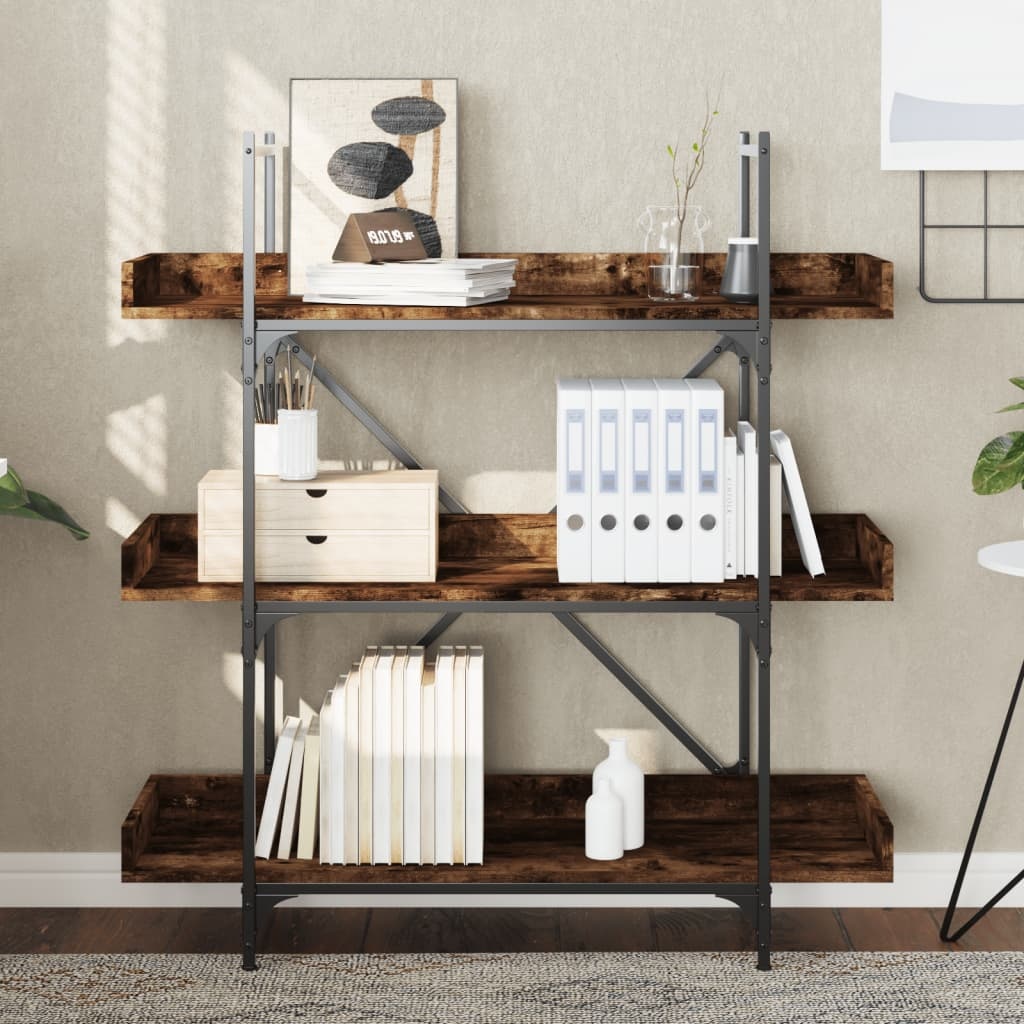 VidaXL Boekenkast 3-laags 100x33x108,5 cm bewerkt hout gerookt eiken