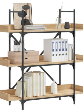 VidaXL Boekenkast 3-laags 100x33x108,5 cm bewerkt hout sonoma eiken