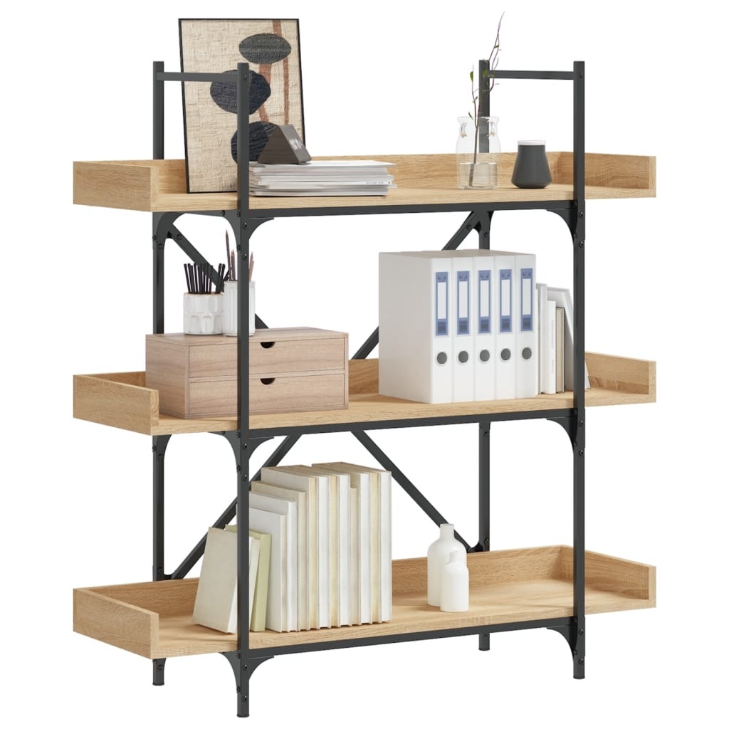 VidaXL Boekenkast 3-laags 100x33x108,5 cm bewerkt hout sonoma eiken