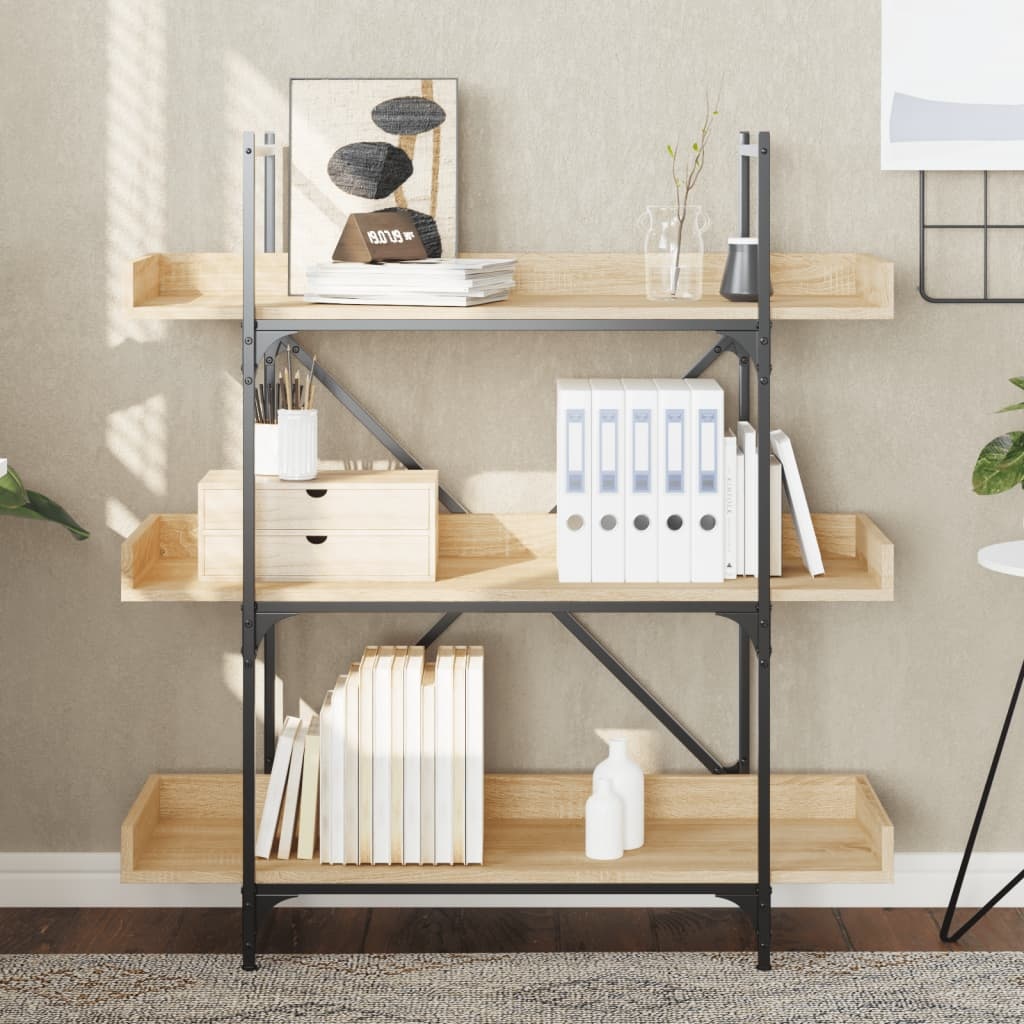 VidaXL Boekenkast 3-laags 100x33x108,5 cm bewerkt hout sonoma eiken