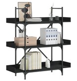 VidaXL Boekenkast 3-laags 100x33x108,5 cm bewerkt hout zwart