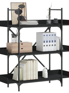 VidaXL Boekenkast 3-laags 100x33x108,5 cm bewerkt hout zwart