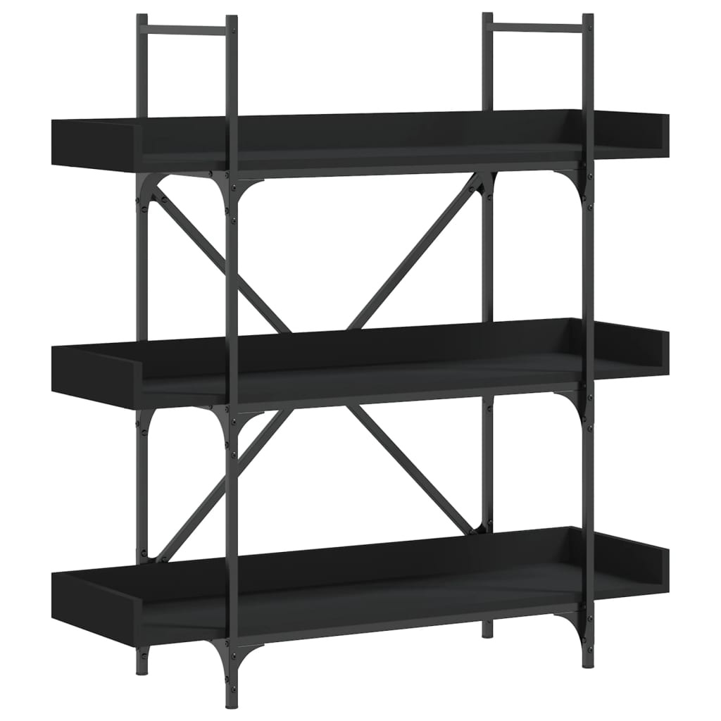 VidaXL Boekenkast 3-laags 100x33x108,5 cm bewerkt hout zwart