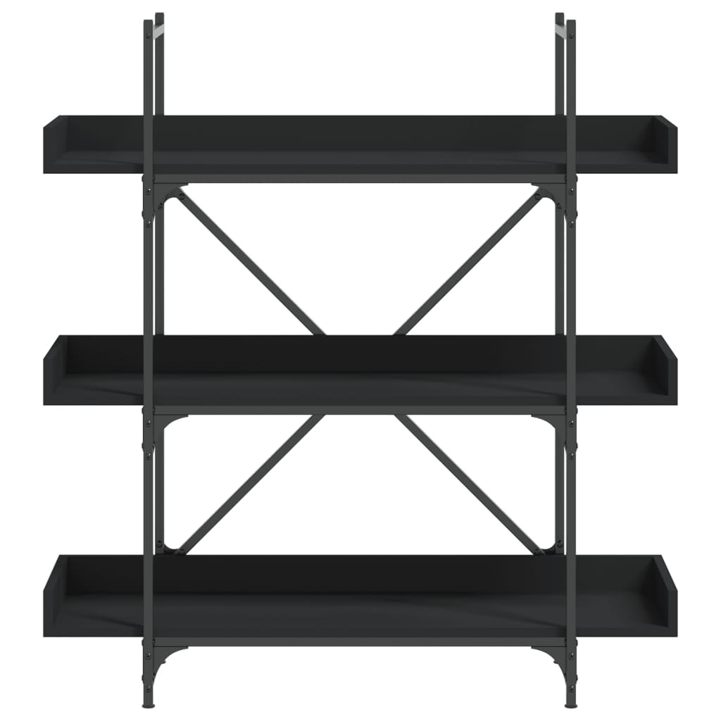VidaXL Boekenkast 3-laags 100x33x108,5 cm bewerkt hout zwart