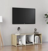 vidaXL Tv-meubel 107x35x37 cm spaanplaat wit en sonoma eikenkleurig