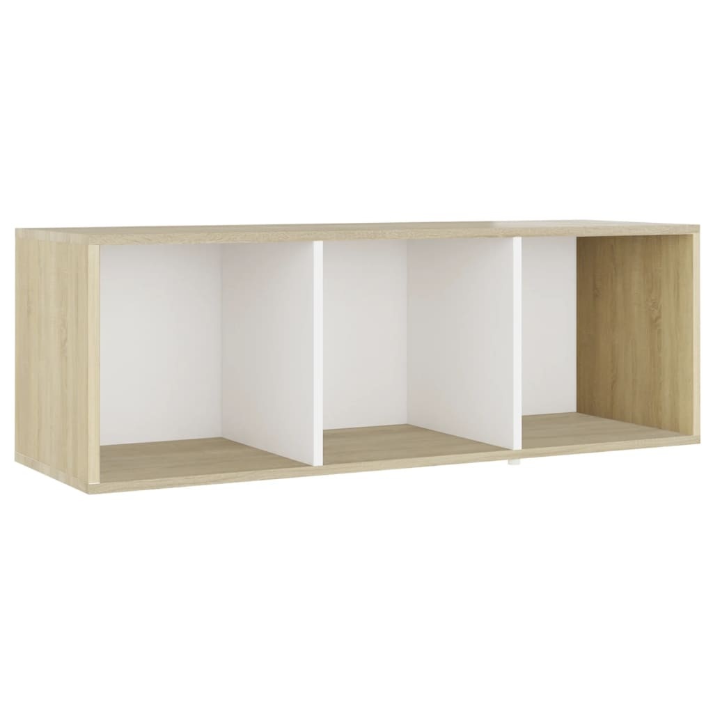 vidaXL Tv-meubel 107x35x37 cm spaanplaat wit en sonoma eikenkleurig