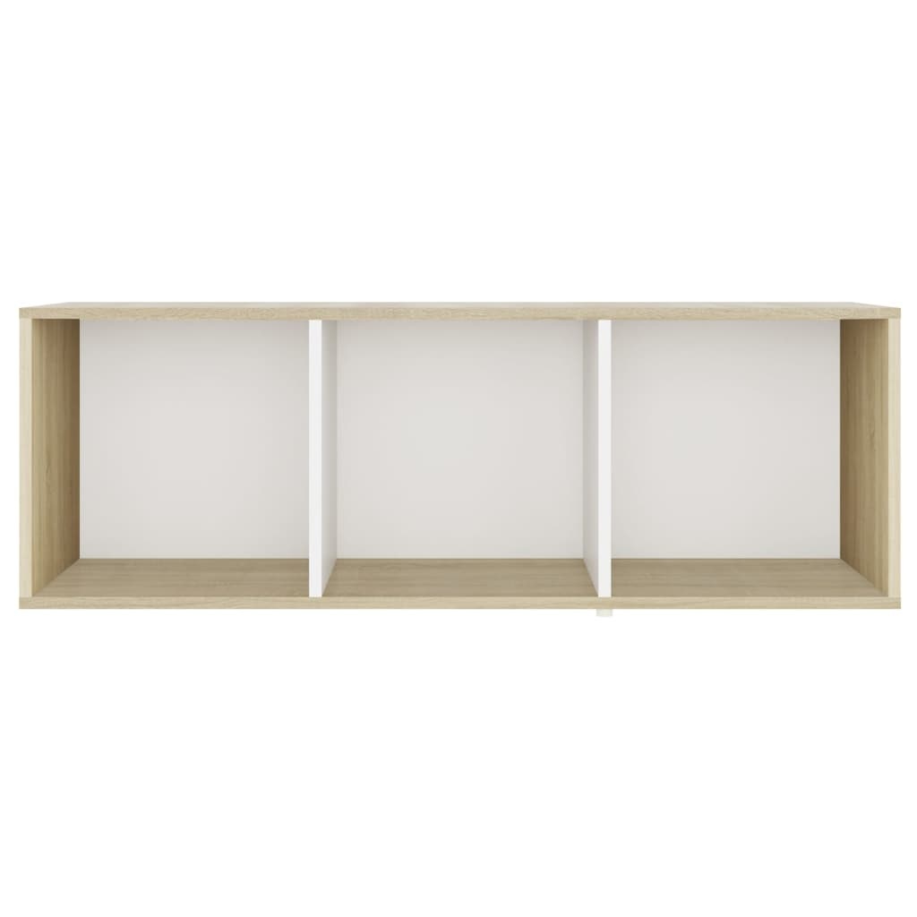 vidaXL Tv-meubel 107x35x37 cm spaanplaat wit en sonoma eikenkleurig