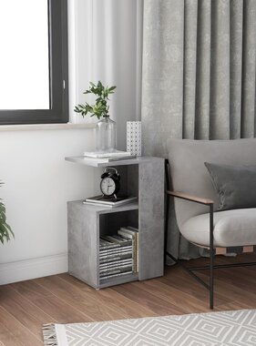 VidaXL Bijzettafel 36x30x56 cm spaanplaat betongrijs