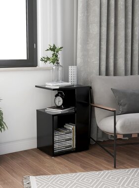 VidaXL Bijzettafel 36x30x56 cm spaanplaat zwart