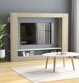 vidaXL Tv-meubel 152x22x113 cm bewerkt hout wit en sonoma eikenkleurig