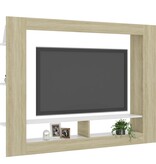 vidaXL Tv-meubel 152x22x113 cm bewerkt hout wit en sonoma eikenkleurig