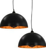 VidaXL Plafondlampen 2 st halfrond E27 40 cm zwart en goudkleurig