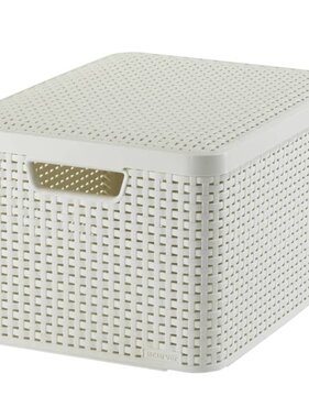 vidaXL Opbergbox Style met deksel L 30 L crèmewit