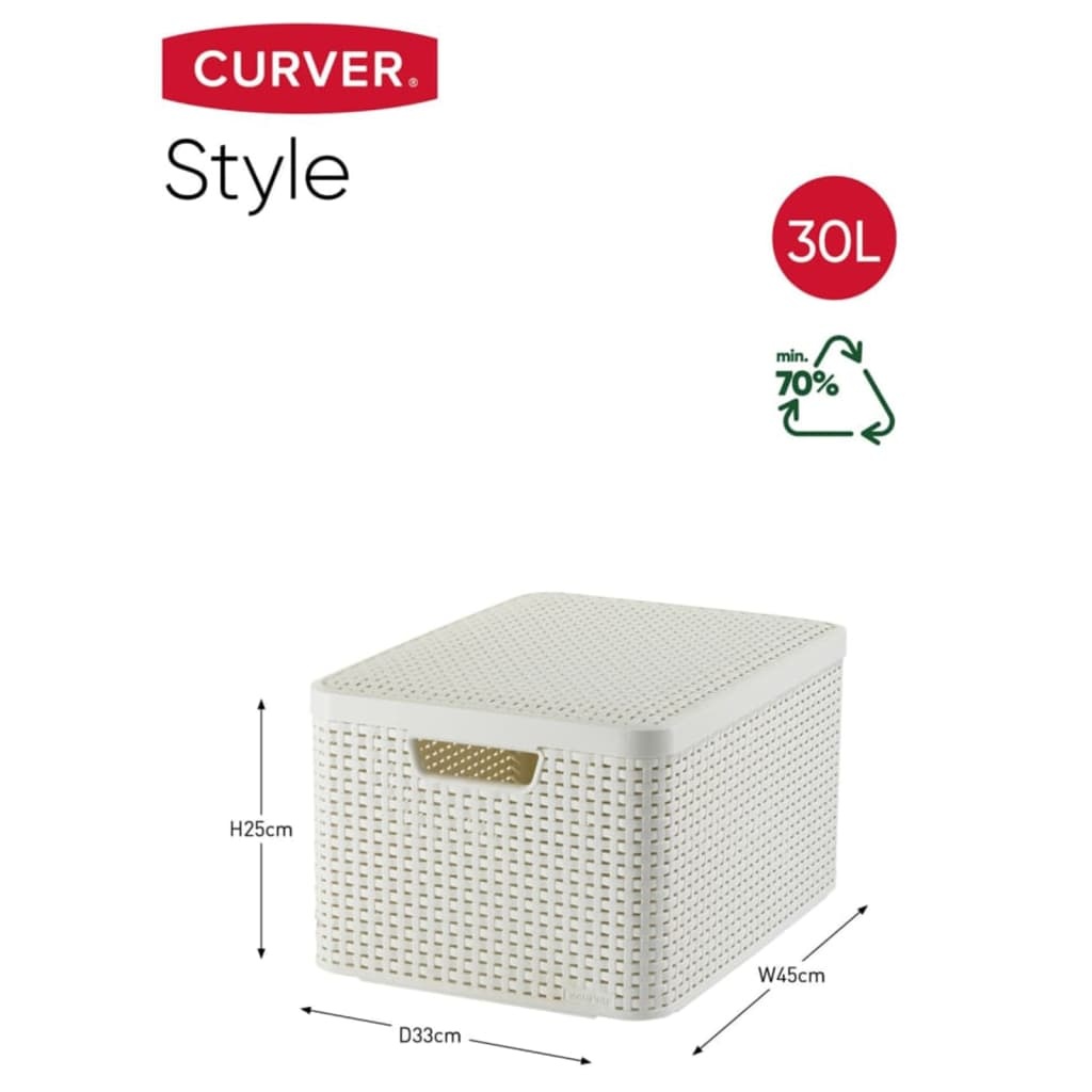 vidaXL Opbergbox Style met deksel L 30 L crèmewit