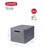 vidaXL Opbergbox Style met deksel L 30 L metallic zilverkleurig