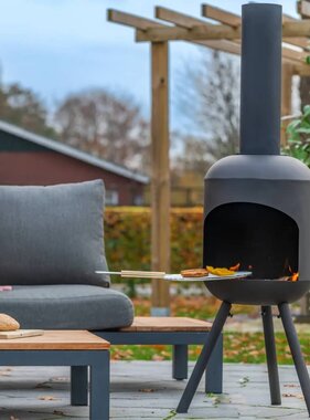 vidaXL Tuinhaard met grillrooster Fuego groot zwart