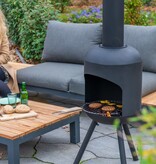 vidaXL Tuinhaard met grillrooster Fuego groot zwart