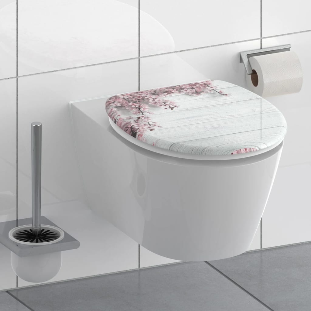 vidaXL Toiletbril met soft-close FLOWERS & WOOD