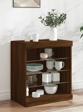 VidaXL Dressoir met LED-verlichting 60,5x37x67 cm bruineikenkleurig