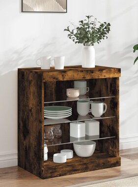 VidaXL Dressoir met LED-verlichting 60,5x37x67 cm gerookt eikenkleur