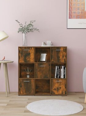 VidaXL Boekenkast 90x30x90 cm bewerkt hout gerookt eikenkleurig
