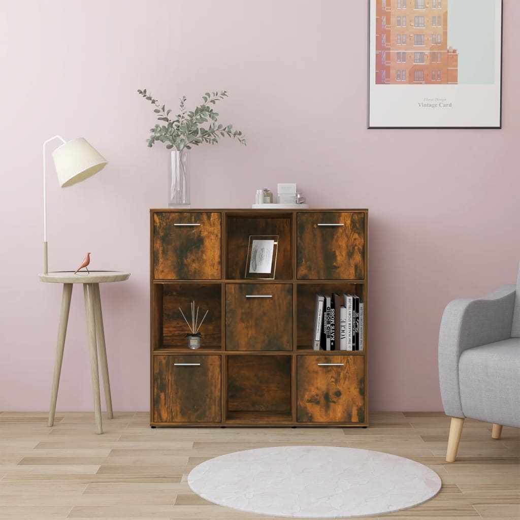 VidaXL Boekenkast 90x30x90 cm bewerkt hout gerookt eikenkleurig