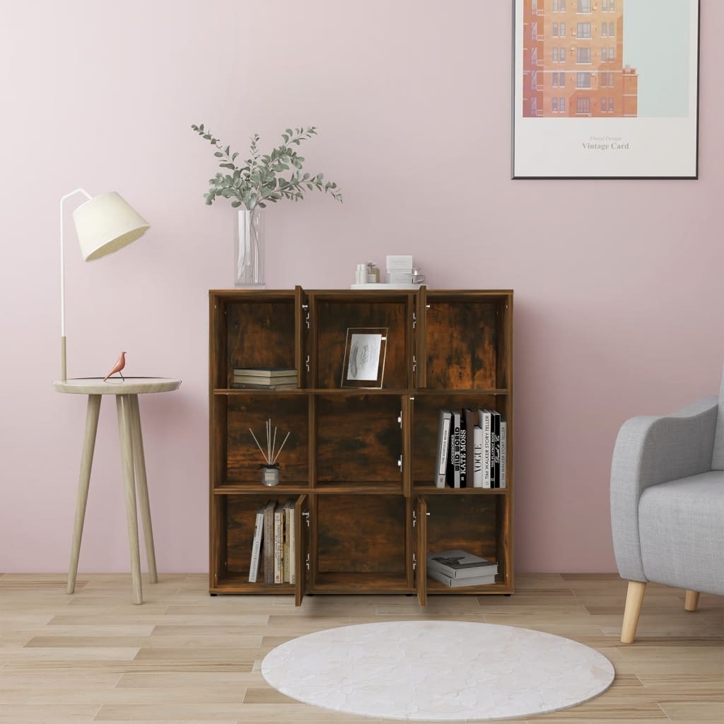 VidaXL Boekenkast 90x30x90 cm bewerkt hout gerookt eikenkleurig