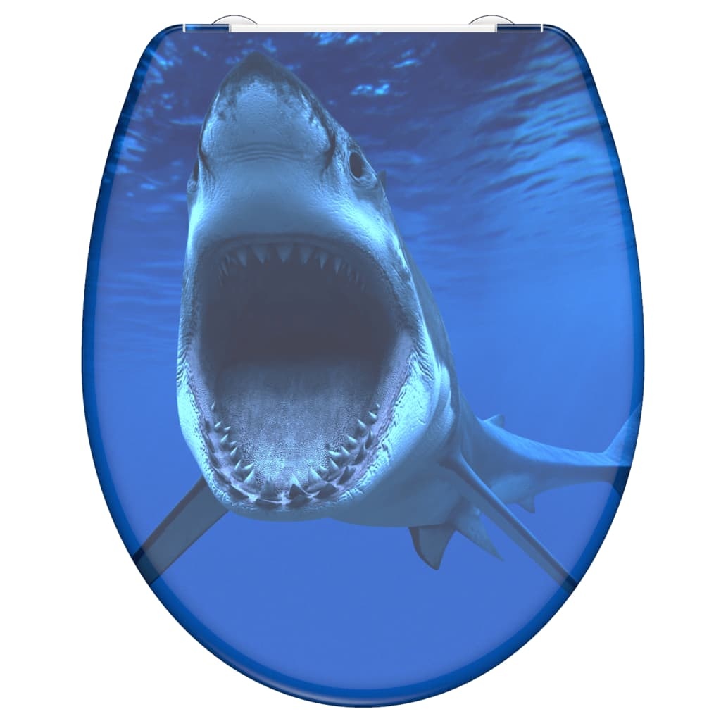 vidaXL Toiletbril met soft-close quick-release SHARK