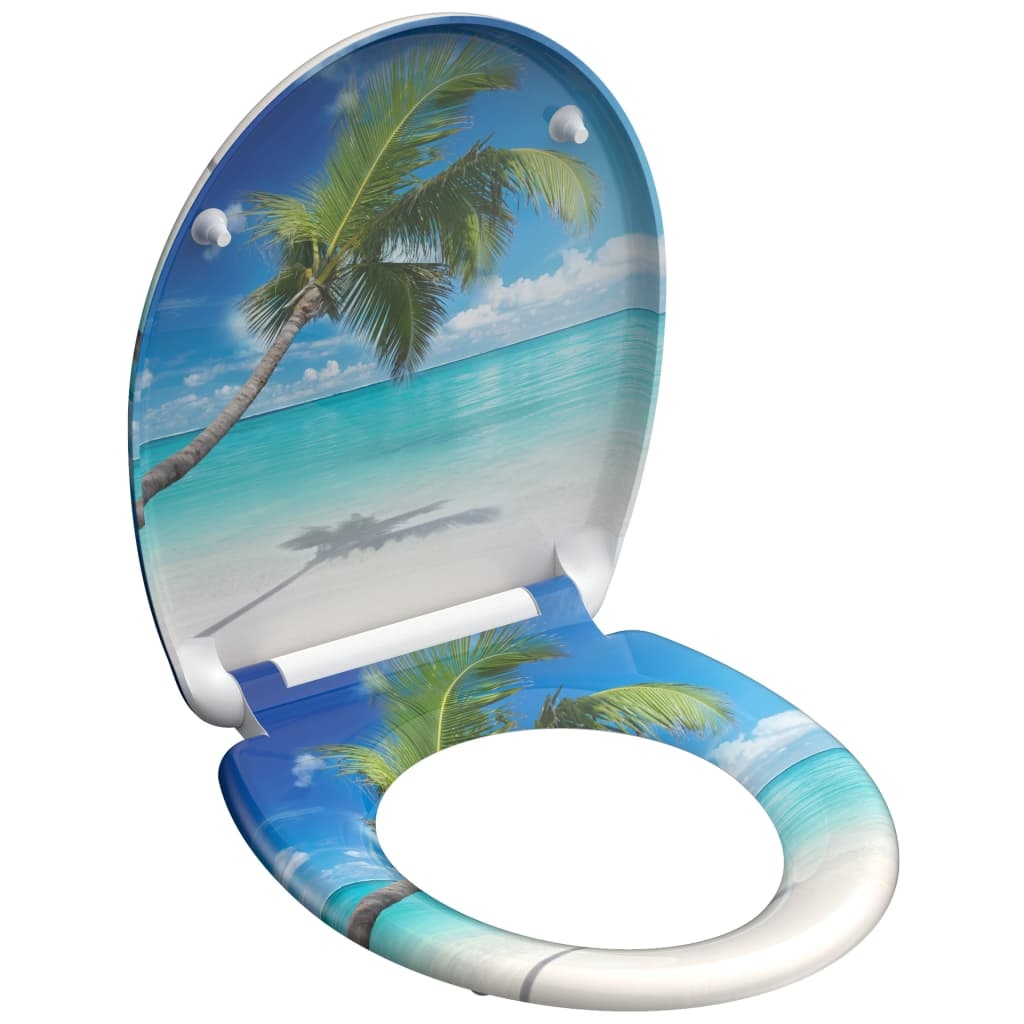 vidaXL Toiletbril met soft-close CARRIBEAN duroplast met print