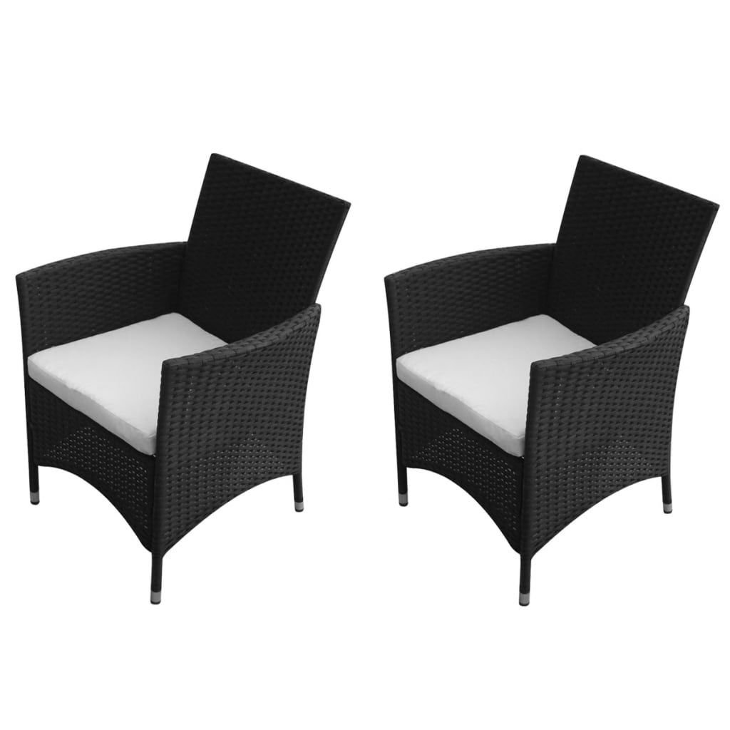 VidaXL Tuinstoelen 2 stuks poly rattan zwart