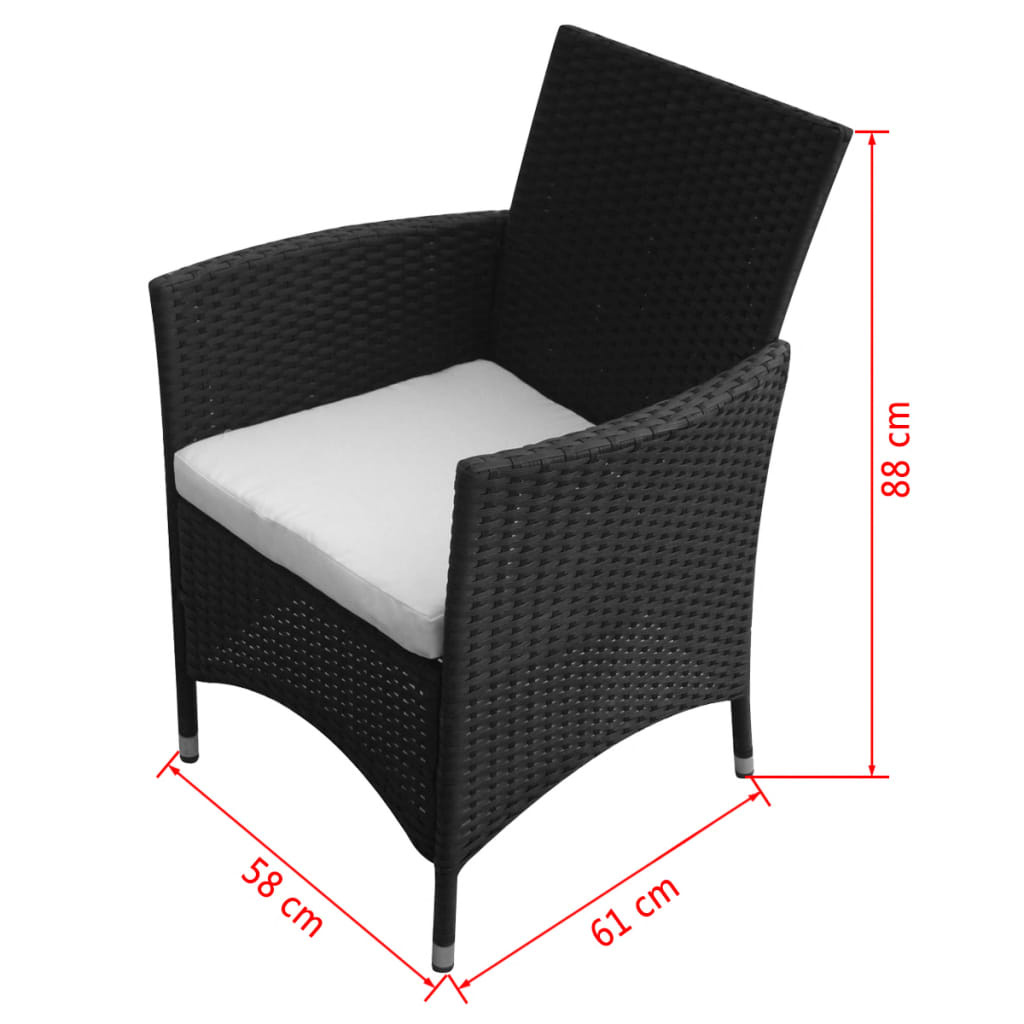 VidaXL Tuinstoelen 2 stuks poly rattan zwart