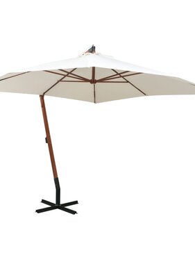 vidaXL Zweefparasol met houten paal 300x300 cm wit