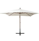 vidaXL Zweefparasol met houten paal 300x300 cm wit