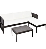 VidaXL 3-delige Loungeset met kussens poly rattan bruin