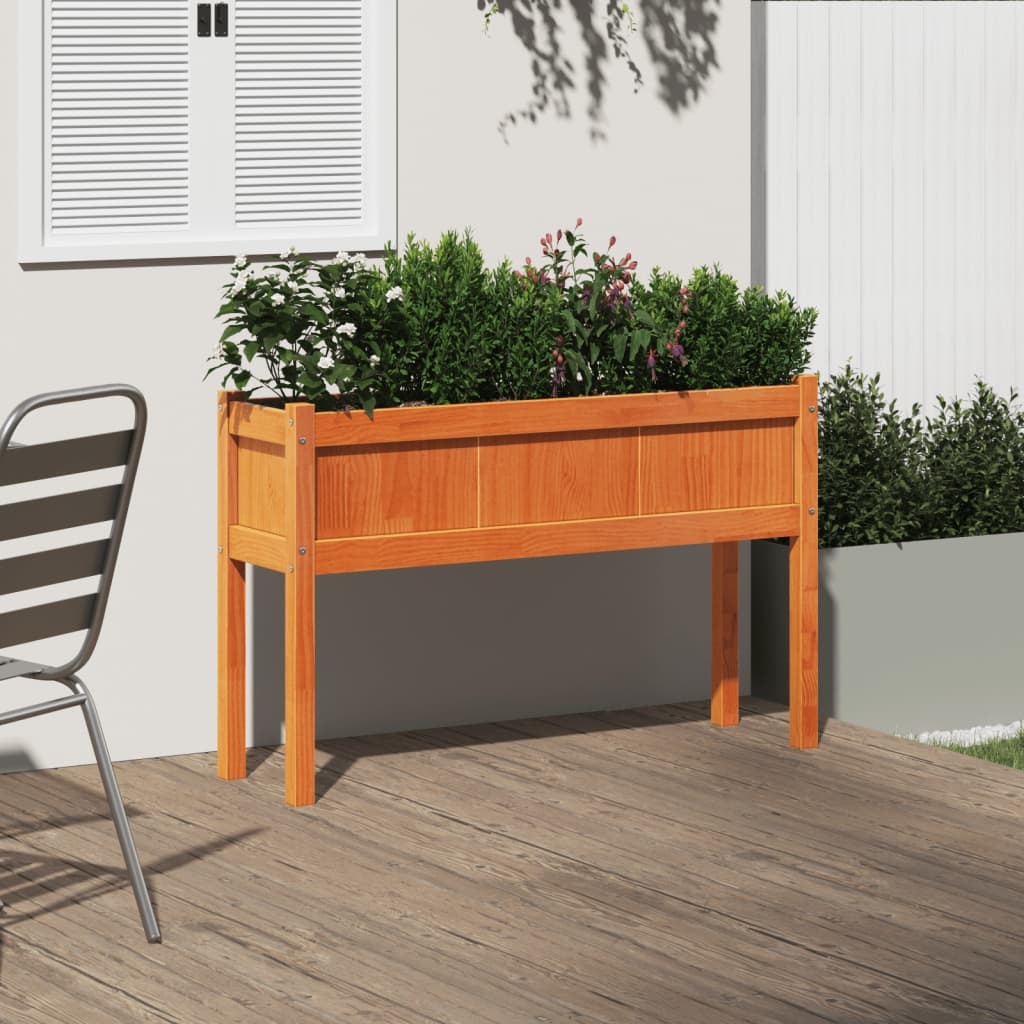 VidaXL Plantenbak met poten 110x31x70 cm grenenhout wasbruin