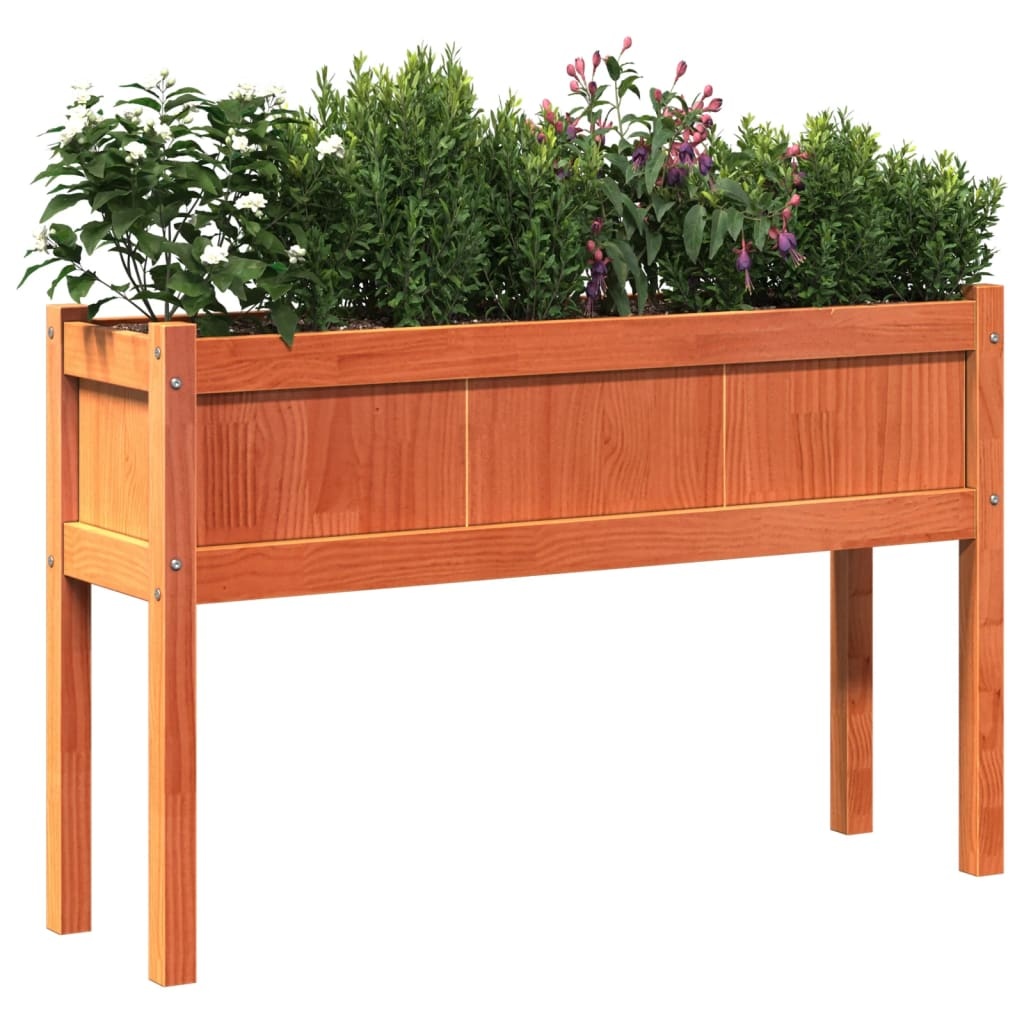 VidaXL Plantenbak met poten 110x31x70 cm grenenhout wasbruin