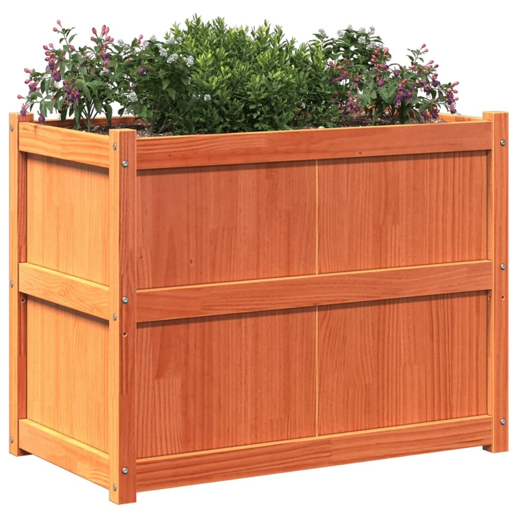 VidaXL Plantenbak 90x50x70 cm massief grenenhout wasbruin
