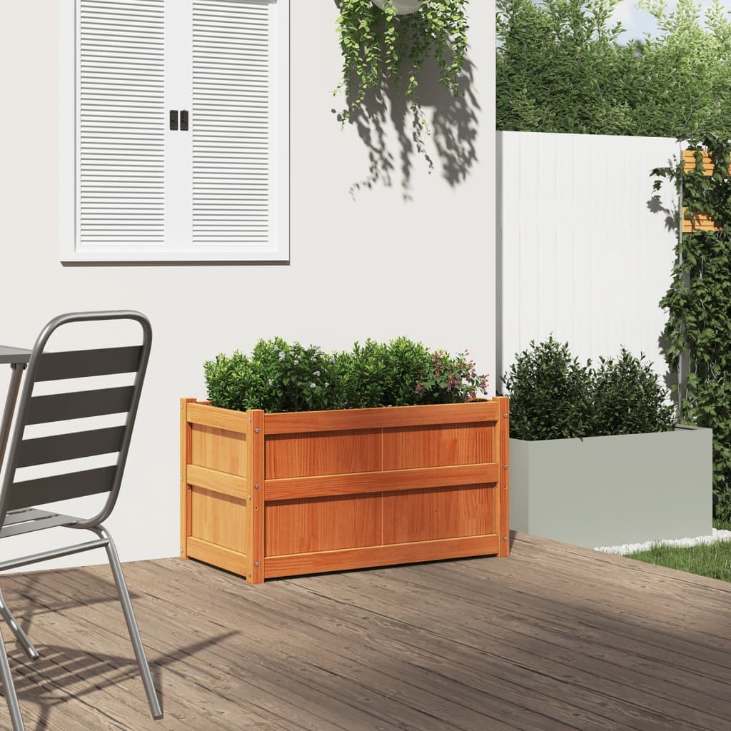 VidaXL Plantenbak 90x50x50 cm massief grenenhout wasbruin