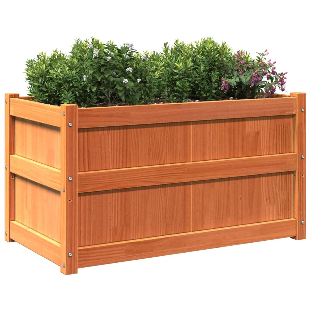 VidaXL Plantenbak 90x50x50 cm massief grenenhout wasbruin