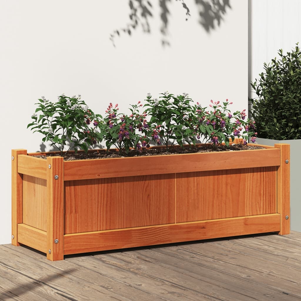 VidaXL Plantenbak 90x31x31 cm massief grenenhout wasbruin
