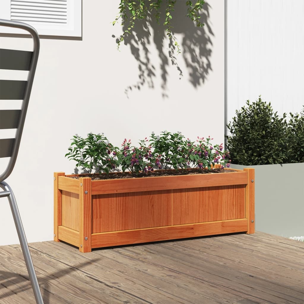 VidaXL Plantenbak 90x31x31 cm massief grenenhout wasbruin