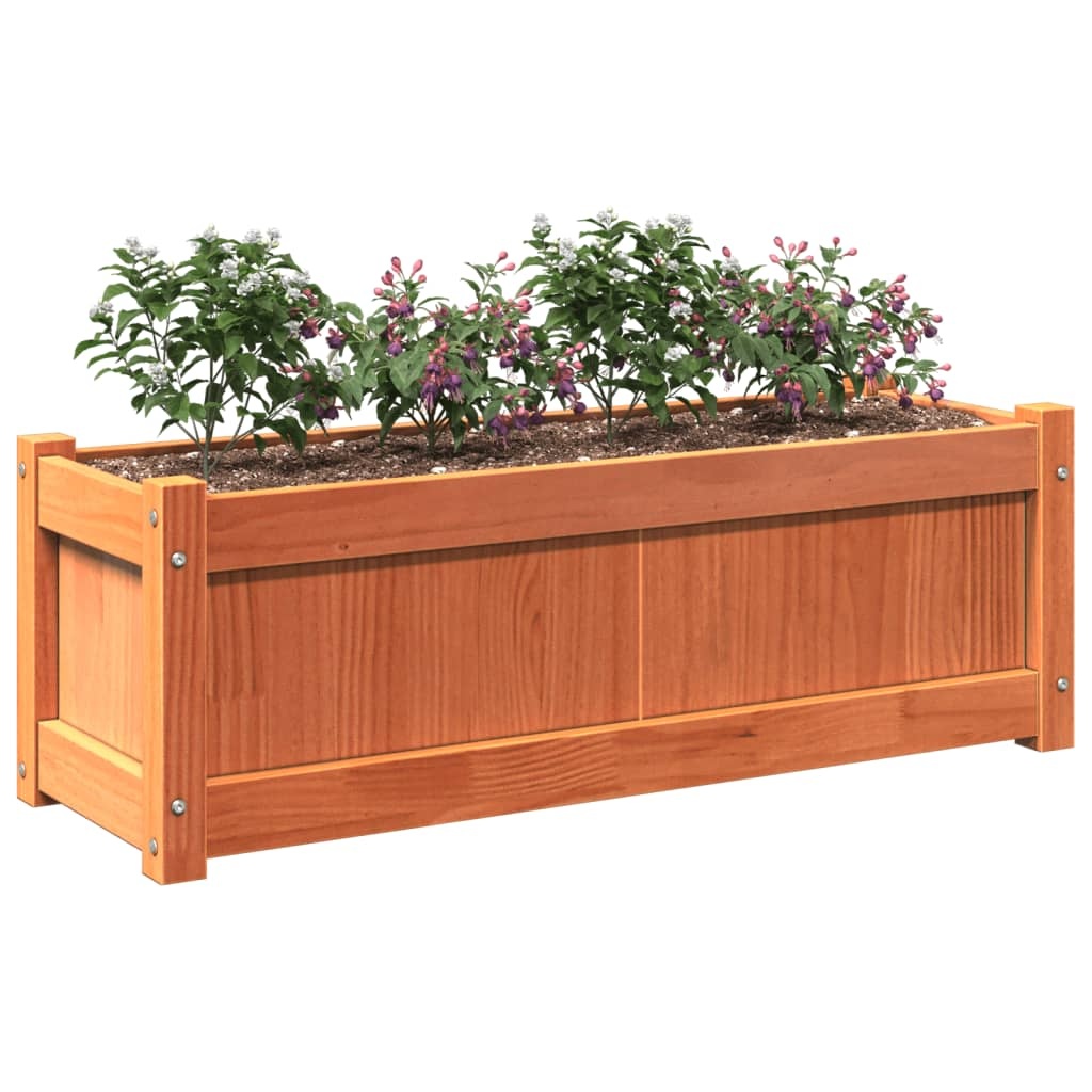 VidaXL Plantenbak 90x31x31 cm massief grenenhout wasbruin