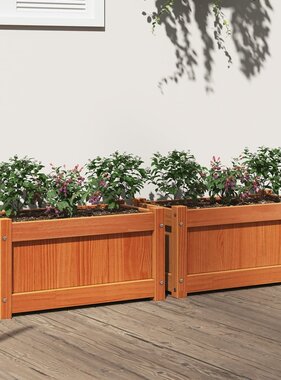 VidaXL Plantenbakken 2 st cm massief grenenhout wasbruin