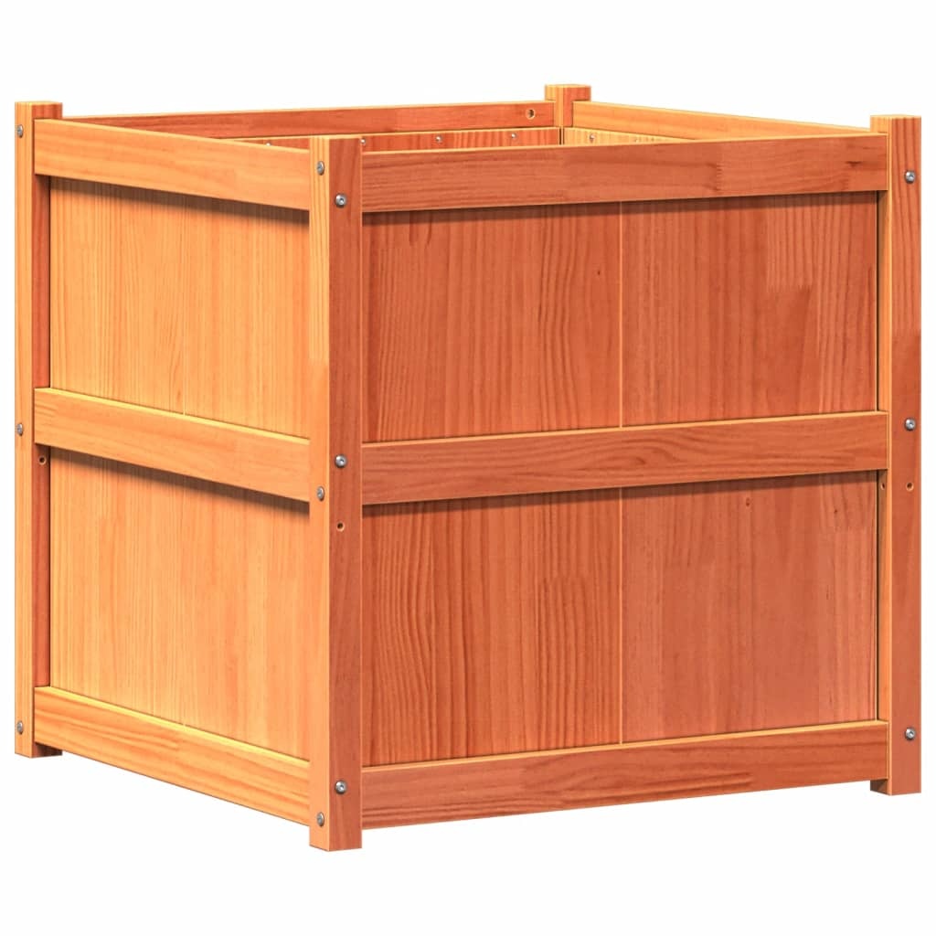 VidaXL Plantenbak 70x70x70 cm massief grenenhout wasbruin